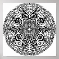 Black & White Elegant Mandala Wall Art Print