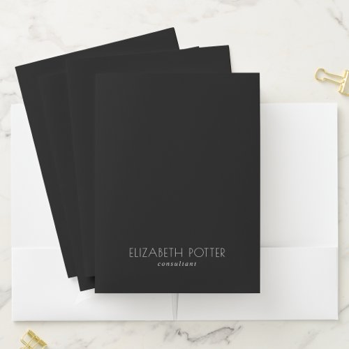 Black &amp; White Elegant Minimalist Professional Pocket Folder