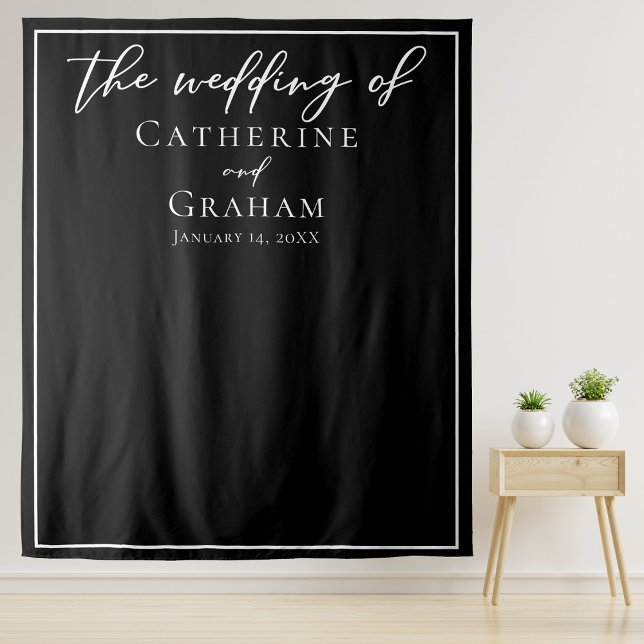 Black White Elegant Minimalist Wedding Backdrop (Creator Uploaded)