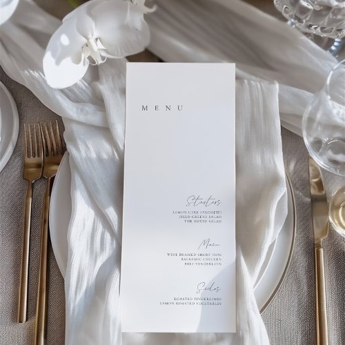 Black  White Elegant Minimalist Wedding Flat Menu