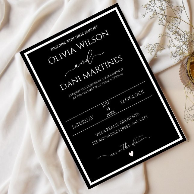 Black & White Elegant Minimalist Wedding Invitation (Creator Uploaded)