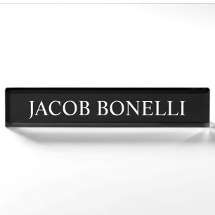 Black White Elegant Modern Business Nameplate