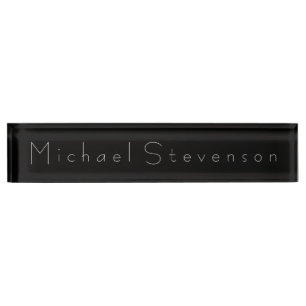 Black White Elegant Modern Business Nameplate