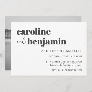 Black White Elegant Modern Chic Photo Wedding Invitation