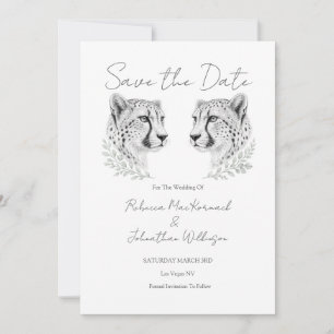 Black White Elegant Modern Design Cheetah Wedding Save The Date