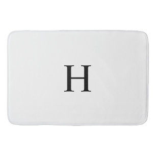 Black White Elegant Modern Monogram Bath Mat