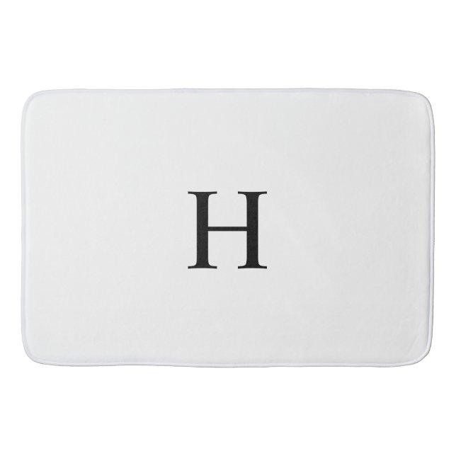 Black White Elegant Modern Monogram Bath Mat (Front)