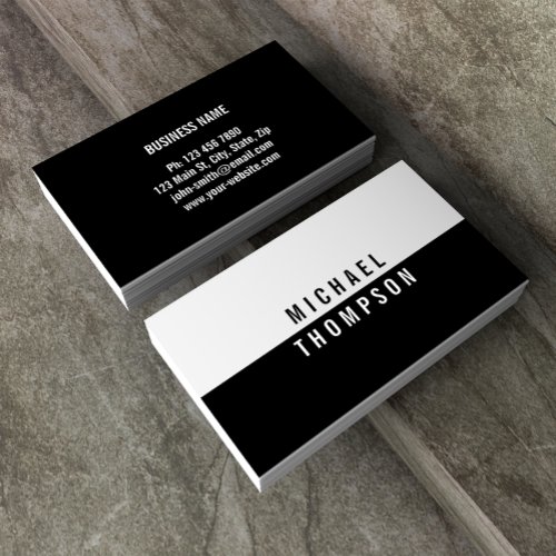 Black White Elegant Modern Simple Professional Business Card