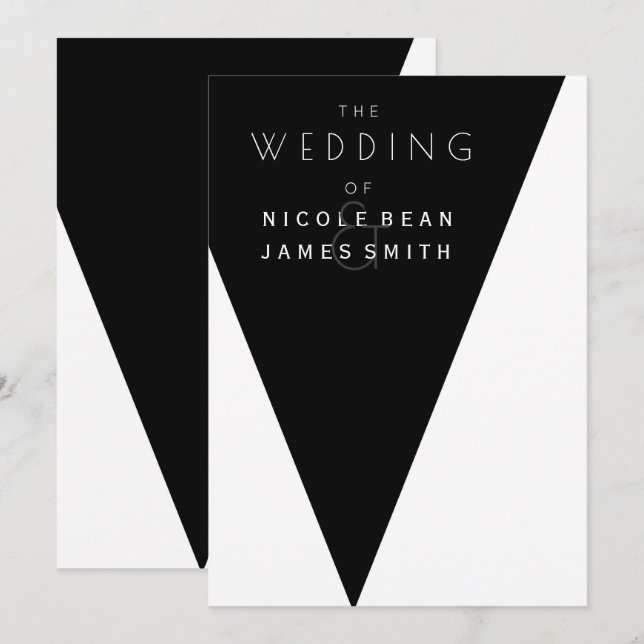 Black & White Elegant Modern Wedding Event Invitation (Front/Back)