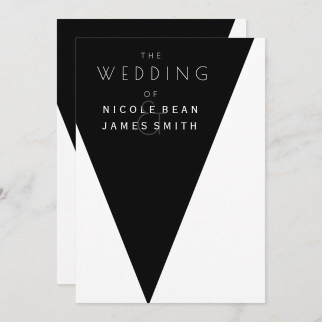 Black & White Elegant Modern Wedding Event Invitation (Front/Back)