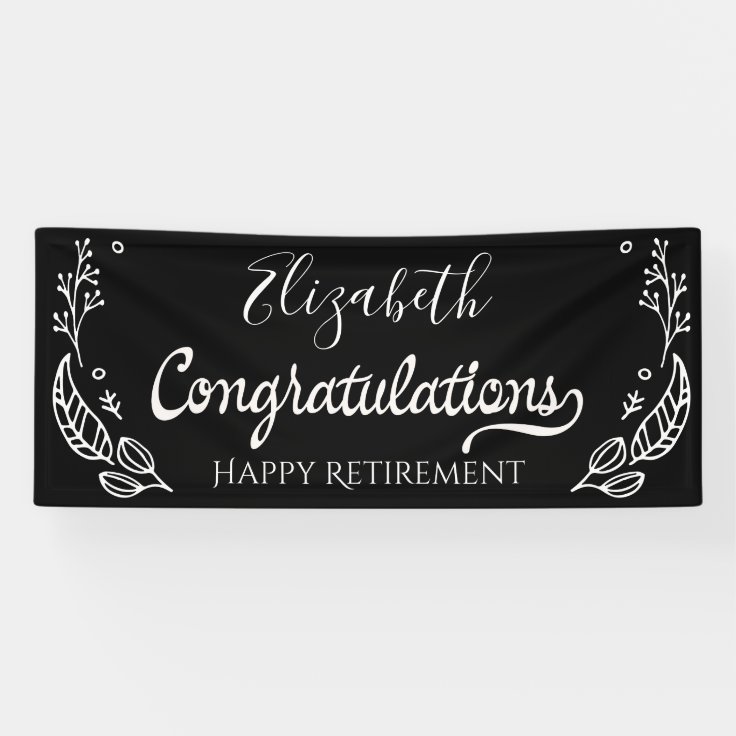 Black White Elegant Monogram Happy Retirement Banner | Zazzle