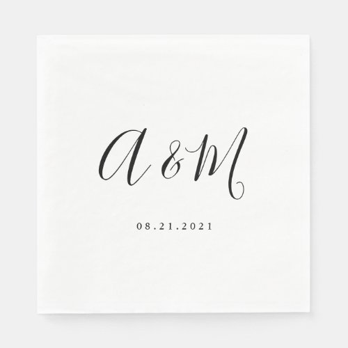 black white elegant monogram wedding napkins