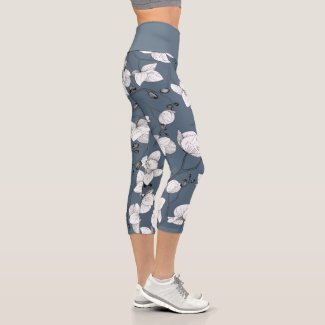 Black & white elegant orchid floral modern grey