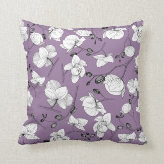 Black & white elegant orchid floral modern purple