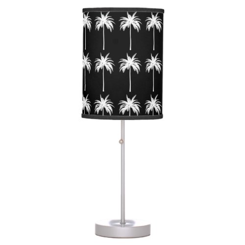  Black White Elegant Palm Tree Pattern  Table Lamp