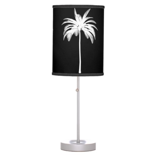  Black White Elegant Palm Tree Tropical  Table Lamp