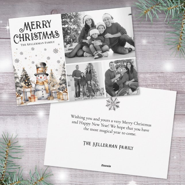 Black White Elegant Photo Holiday Card (Black White Winter Elegant Photo Holiday Card )