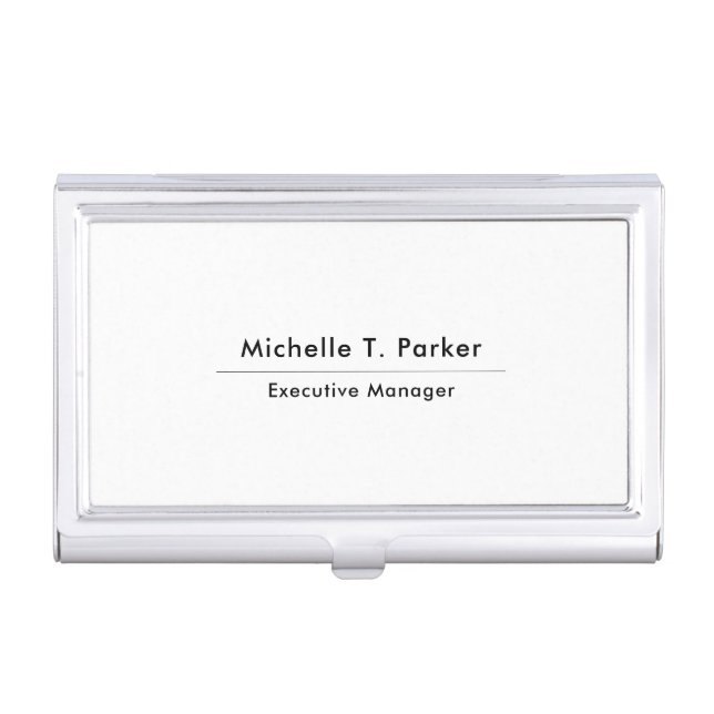 Black & white elegant plain minimalist business card case (Front)