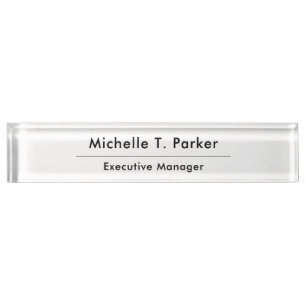 Black & white elegant plain minimalist desk name plate