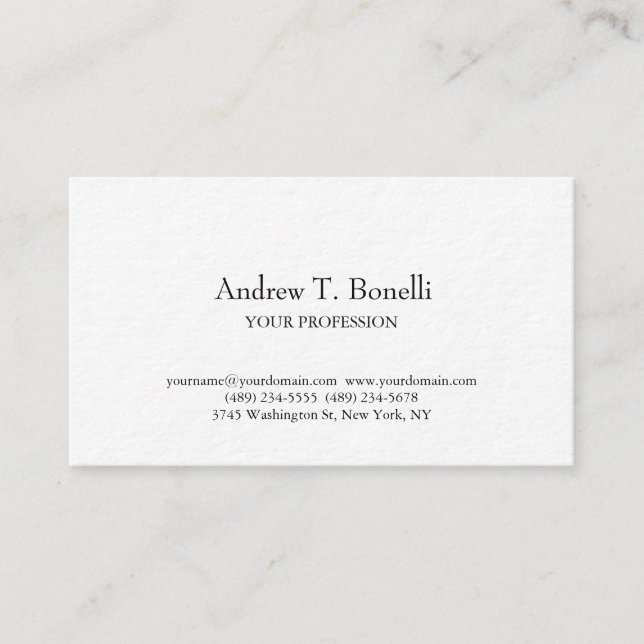 Black White Elegant Plain Simple Business Card (Front)