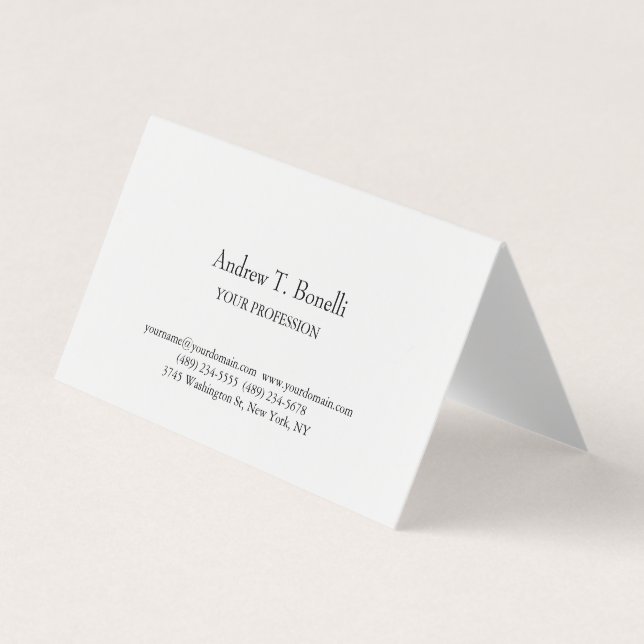 Black White Elegant Plain Simple Business Card (Front)