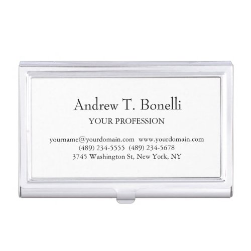 Black White Elegant Plain Simple Business Card Case