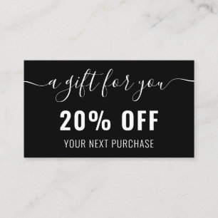 Black White Elegant QR Code Business Promo Loyalty Discount Card