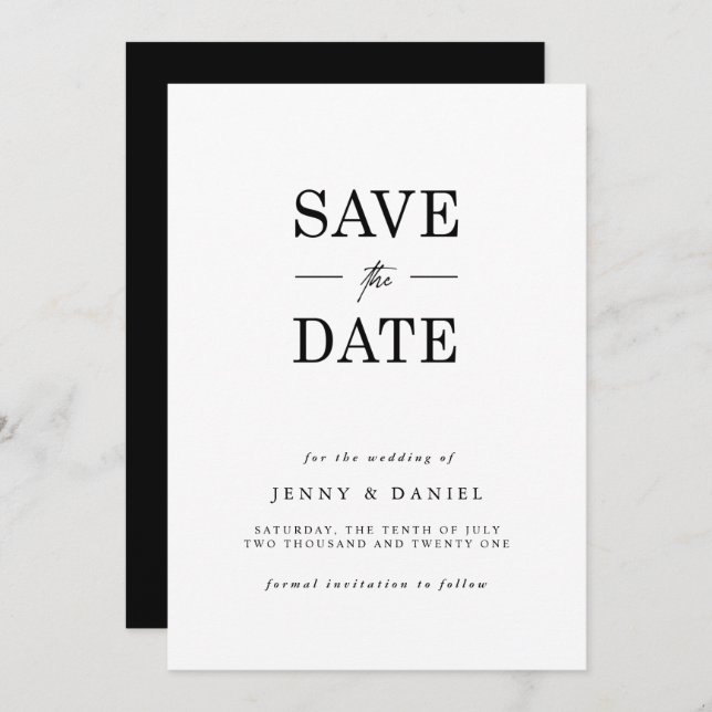 Black & White Elegant Save The Date (Front/Back)