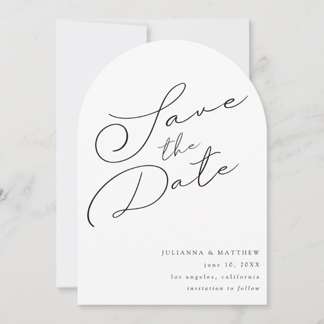 Black & White Elegant Save The Date V2 Arc (Front)
