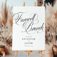 Black White Elegant Script Farewell Brunch Sign