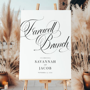 Black White Elegant Script Farewell Brunch Sign