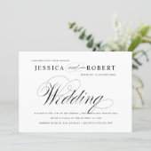 Black & White Elegant Script Wedding Invitation (Standing Front)