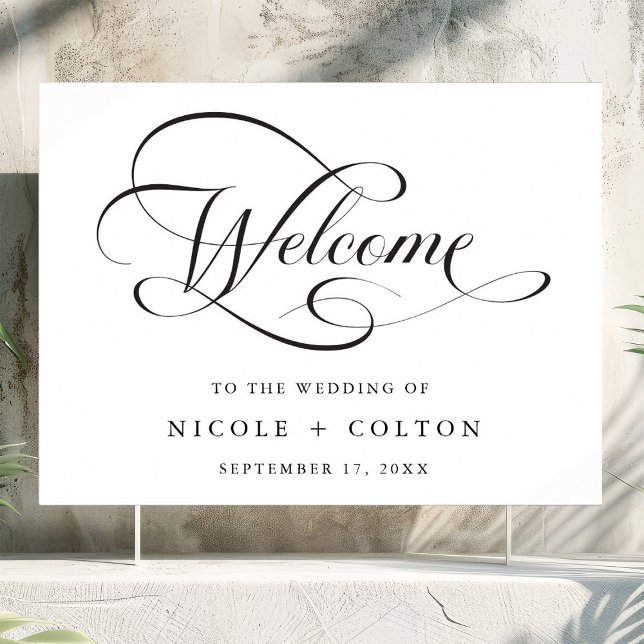 Black & White Elegant Script Wedding Welcome Sign (Creator Uploaded)