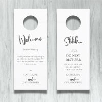 Black White Elegant Shhh Do Not Disturb Wedding Door Hanger