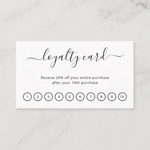 Black White Elegant Simple Beauty Salon Business Loyalty Card