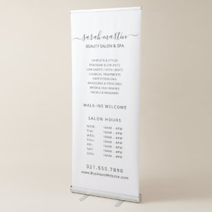 Black White Elegant Simple Beauty Salon Business Retractable Banner
