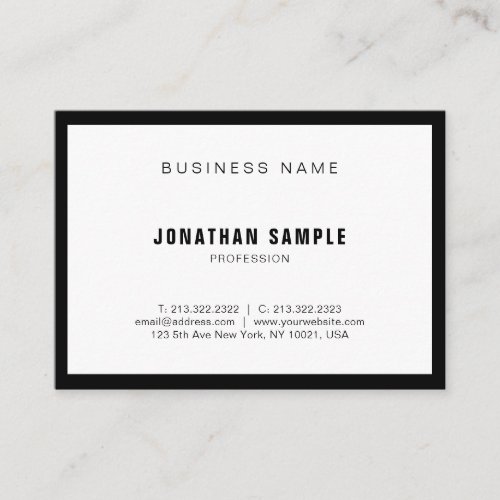 Black White Elegant Simple Design Modern BW Plain Business Card