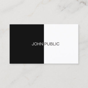 Black White Elegant Simple Plain Modern Trendy Business Card