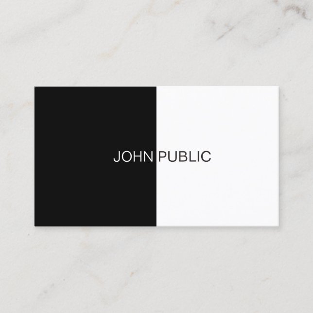 Black White Elegant Simple Plain Modern Trendy Business Card (Front)