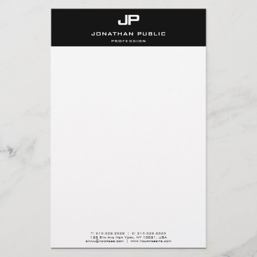 Black White Elegant Template Personalized Modern Stationery