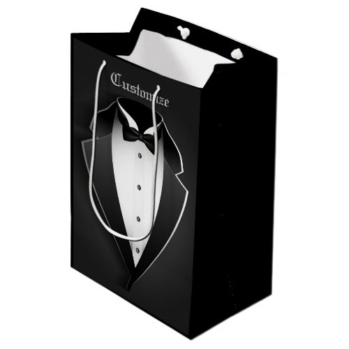 Black  White Elegant Tuxedo Medium Gift Bag