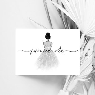 Black & White Elegant Vintage Classic Quinceanera Invitation