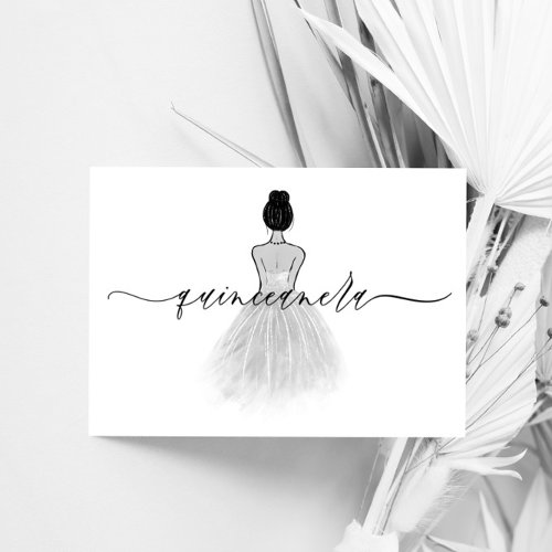 Black  White Elegant Vintage Classic Quinceanera  Invitation