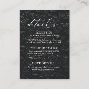 Black & White Elegant Wedding Details  Enclosure Card