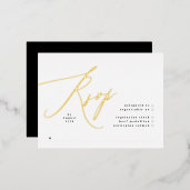 Black White Elegant Wedding Gold Foil RSVP card