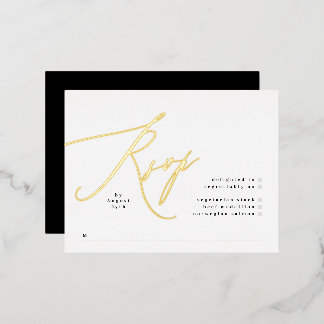 Black White Elegant Wedding Gold Foil RSVP card