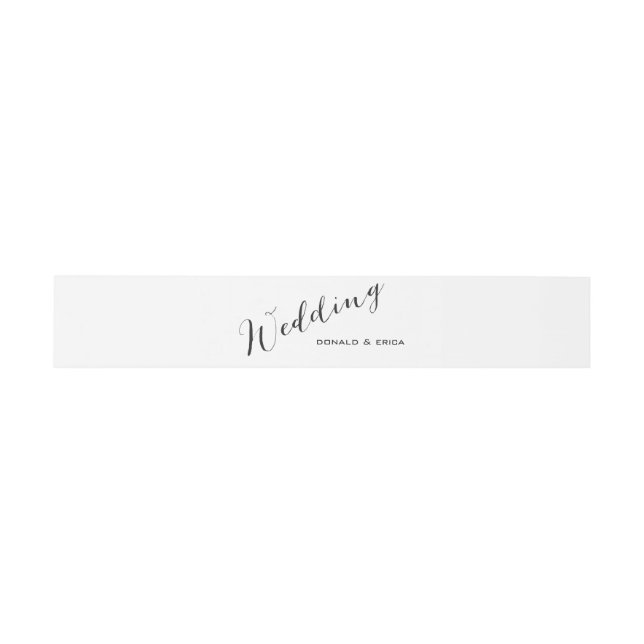 Black & White Elegant Wedding Invitation Bellyband Belly Band (Flat)