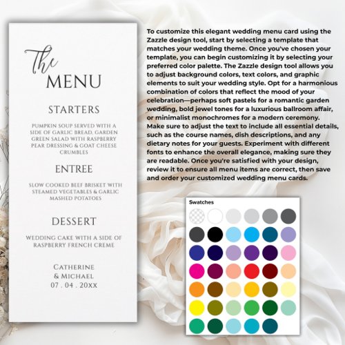 Black & White Elegant Wedding Menu