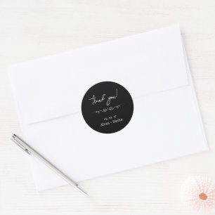 Black & White Elegant Wedding Return address Classic Round Sticker