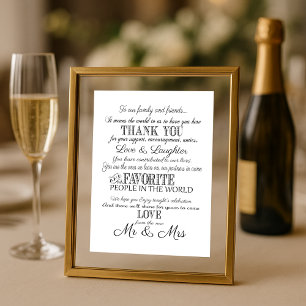 Black & white Elegant Wedding Thank You Table Sign